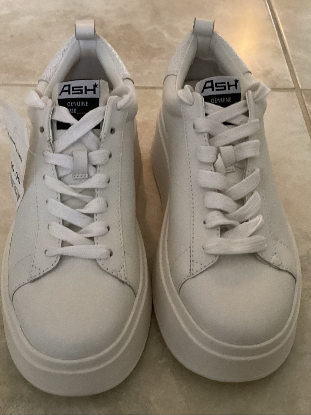 New ASH White Leather Platform Sneakers - Picture 3 of 8